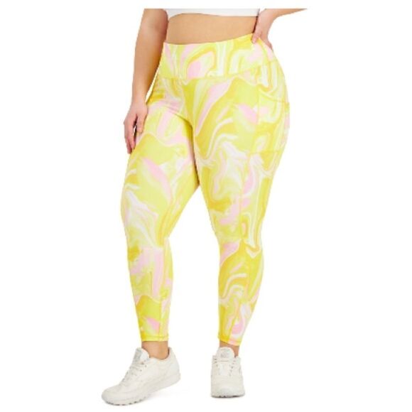 ID IDEOLOGY Compression Watercolor Whirl 7/8 Leggings, High-Rise Side-Pocket 2X - Picture 3 of 7